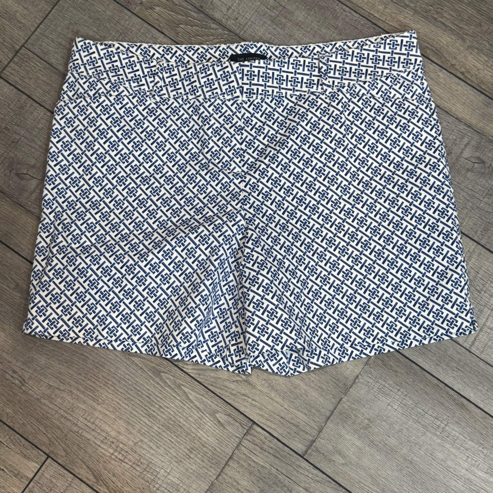 The Limited Patterned Blue & White Women's Bermuda Shorts - 14